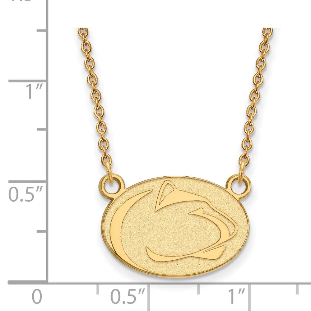 Sterling Silver Gold-plated Penn State University Lion Small Pendant 18 inch Necklace