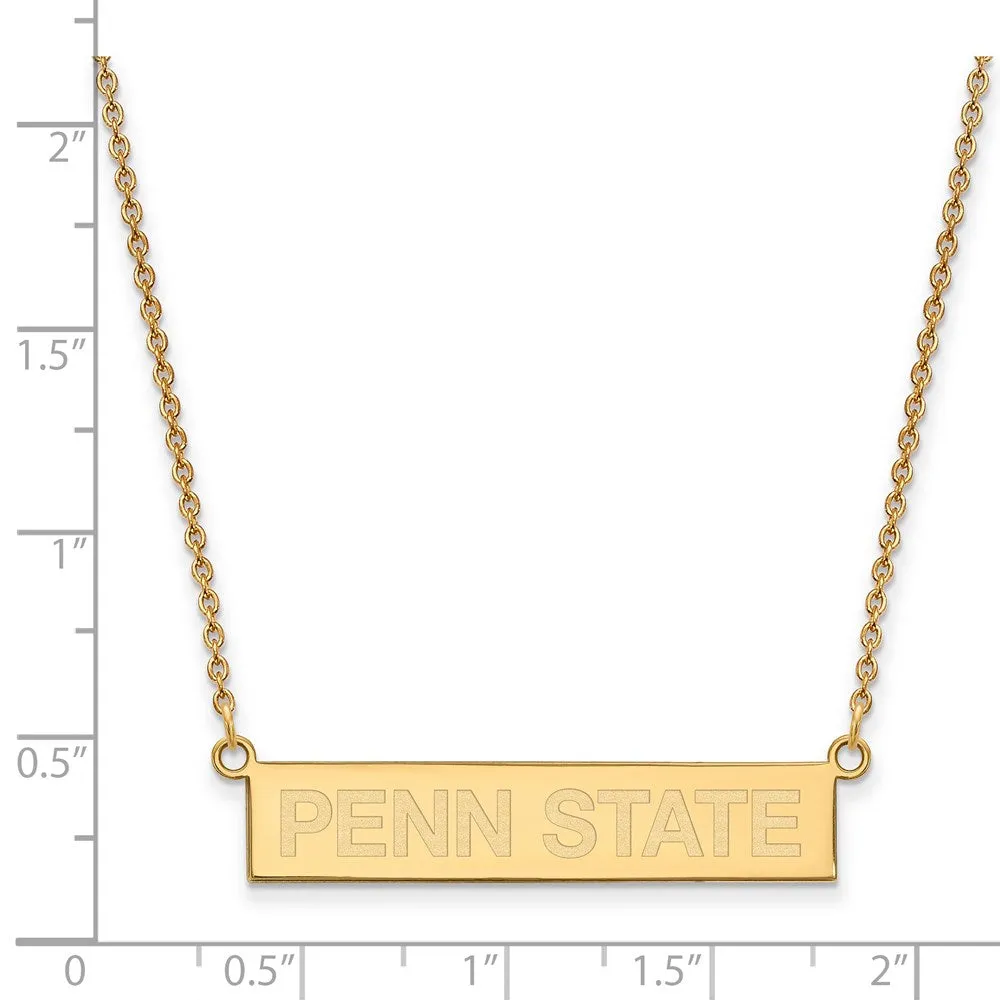 Sterling Silver Gold-plated The Pennsylvania State University Small Bar 18 inch Necklace