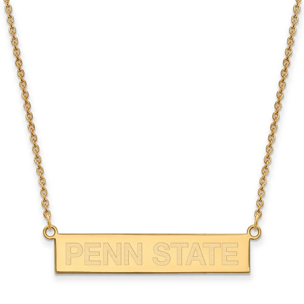 Sterling Silver Gold-plated The Pennsylvania State University Small Bar 18 inch Necklace