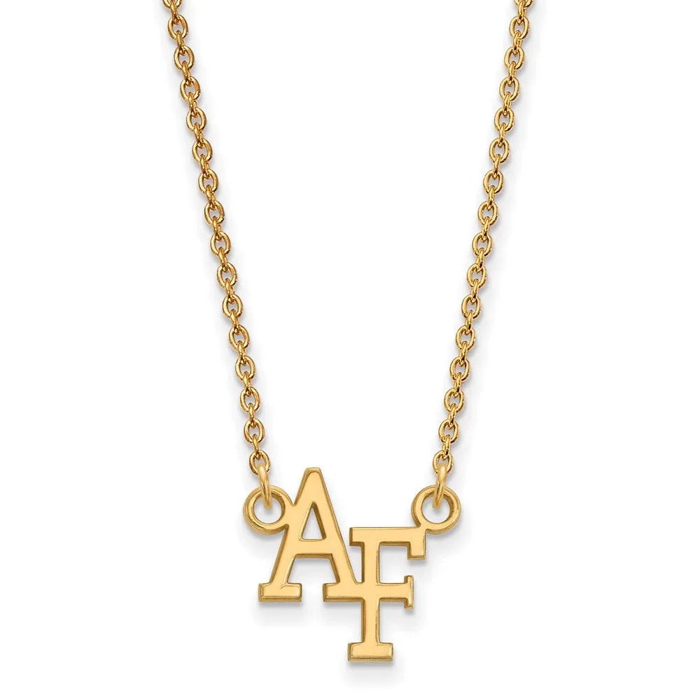 Sterling Silver Gold-plated United States Air Force Academy A-F Small Pendant 18 inch Necklace