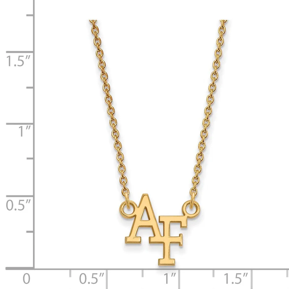 Sterling Silver Gold-plated United States Air Force Academy A-F Small Pendant 18 inch Necklace