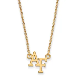 Sterling Silver Gold-plated United States Air Force Academy A-F Small Pendant 18 inch Necklace