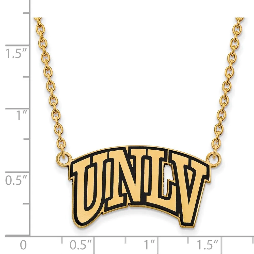 Sterling Silver Gold-plated University of Nevada-Las Vegas U-N-L-V Large Enameled Pendant 18 inch Necklace