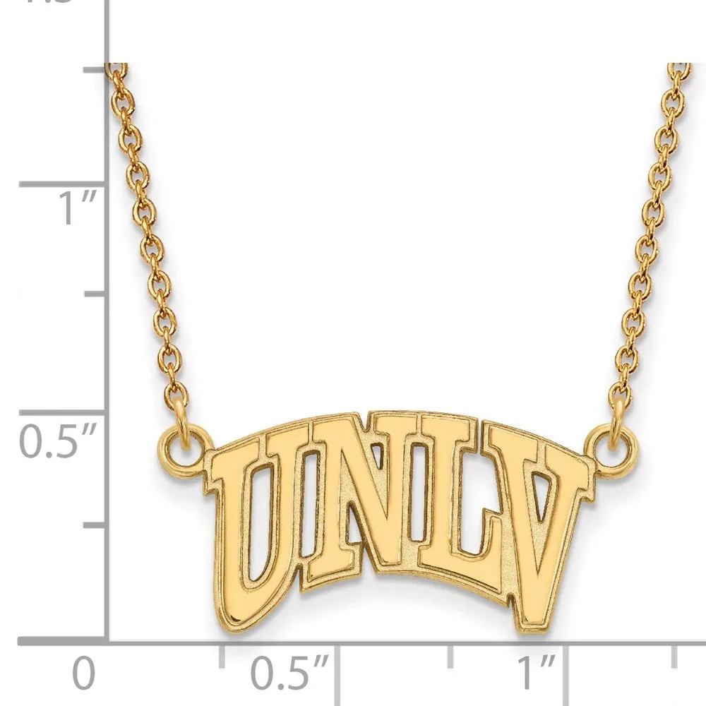Sterling Silver Gold-plated University of Nevada-Las Vegas U-N-L-V Small Pendant 18 inch Necklace