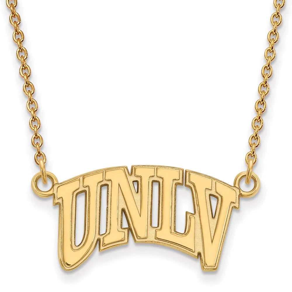 Sterling Silver Gold-plated University of Nevada-Las Vegas U-N-L-V Small Pendant 18 inch Necklace
