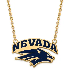 Sterling Silver Gold-plated University of Nevada-Reno Large Enameled Pendant 18 inch Necklace