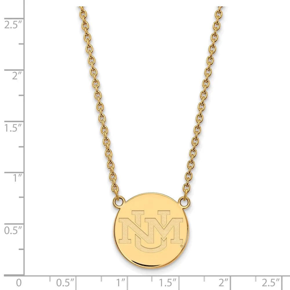 Sterling Silver Gold-plated University of New Mexico Large Pendant 18 inch Necklace