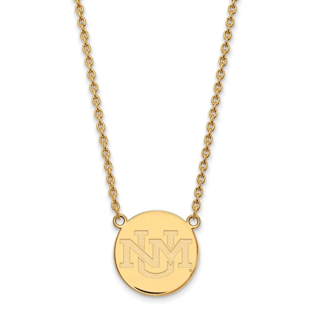 Sterling Silver Gold-plated University of New Mexico Large Pendant 18 inch Necklace