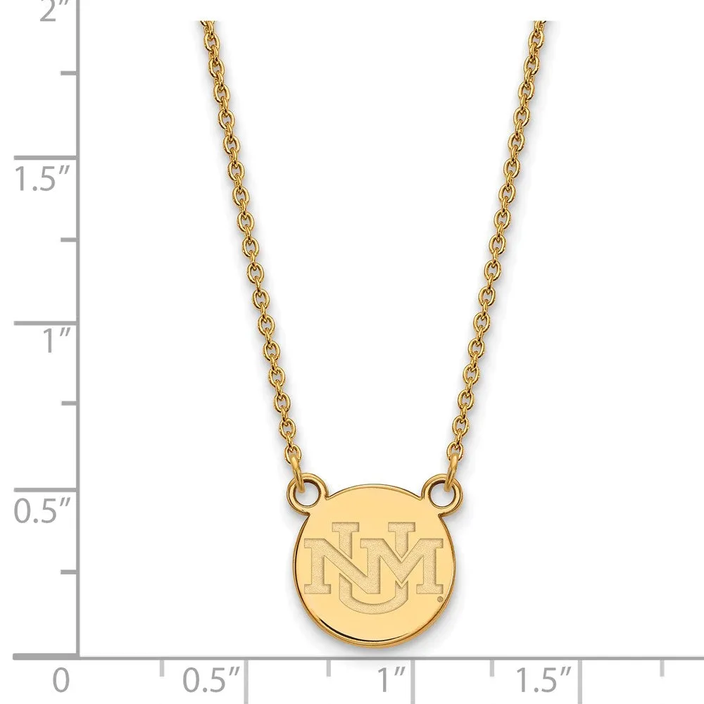 Sterling Silver Gold-plated University of New Mexico Small Pendant 18 inch Necklace