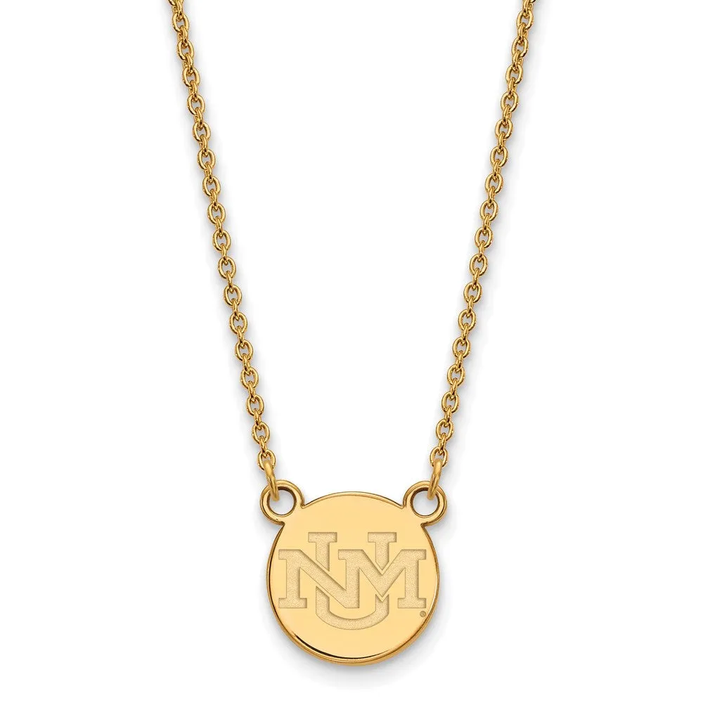 Sterling Silver Gold-plated University of New Mexico Small Pendant 18 inch Necklace