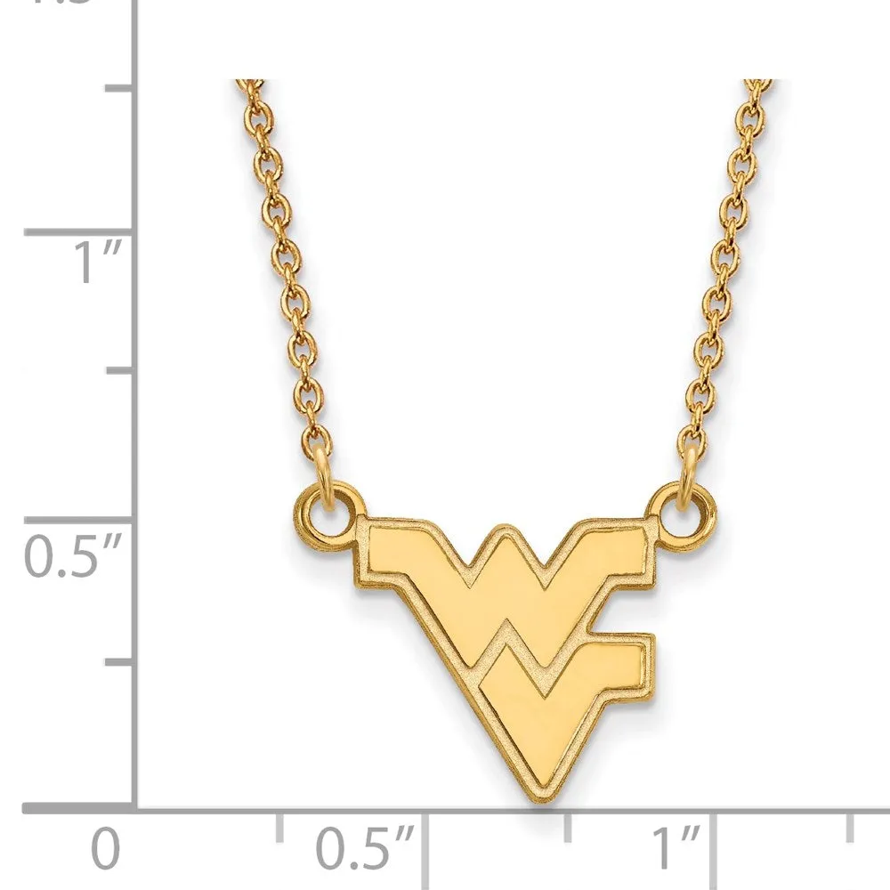 Sterling Silver Gold-plated West Virginia University W-V Small Pendant 18 inch Necklace