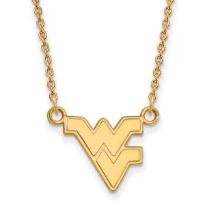 Sterling Silver Gold-plated West Virginia University W-V Small Pendant 18 inch Necklace