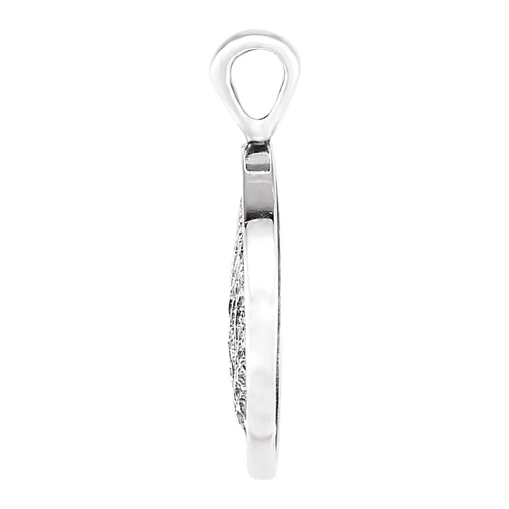 Sterling Silver Heart print Oak Tree Pendant