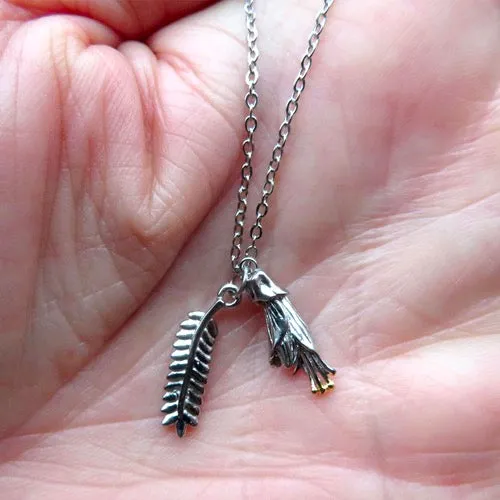 Sterling Silver Kowhai Flower & Leaf Pendant