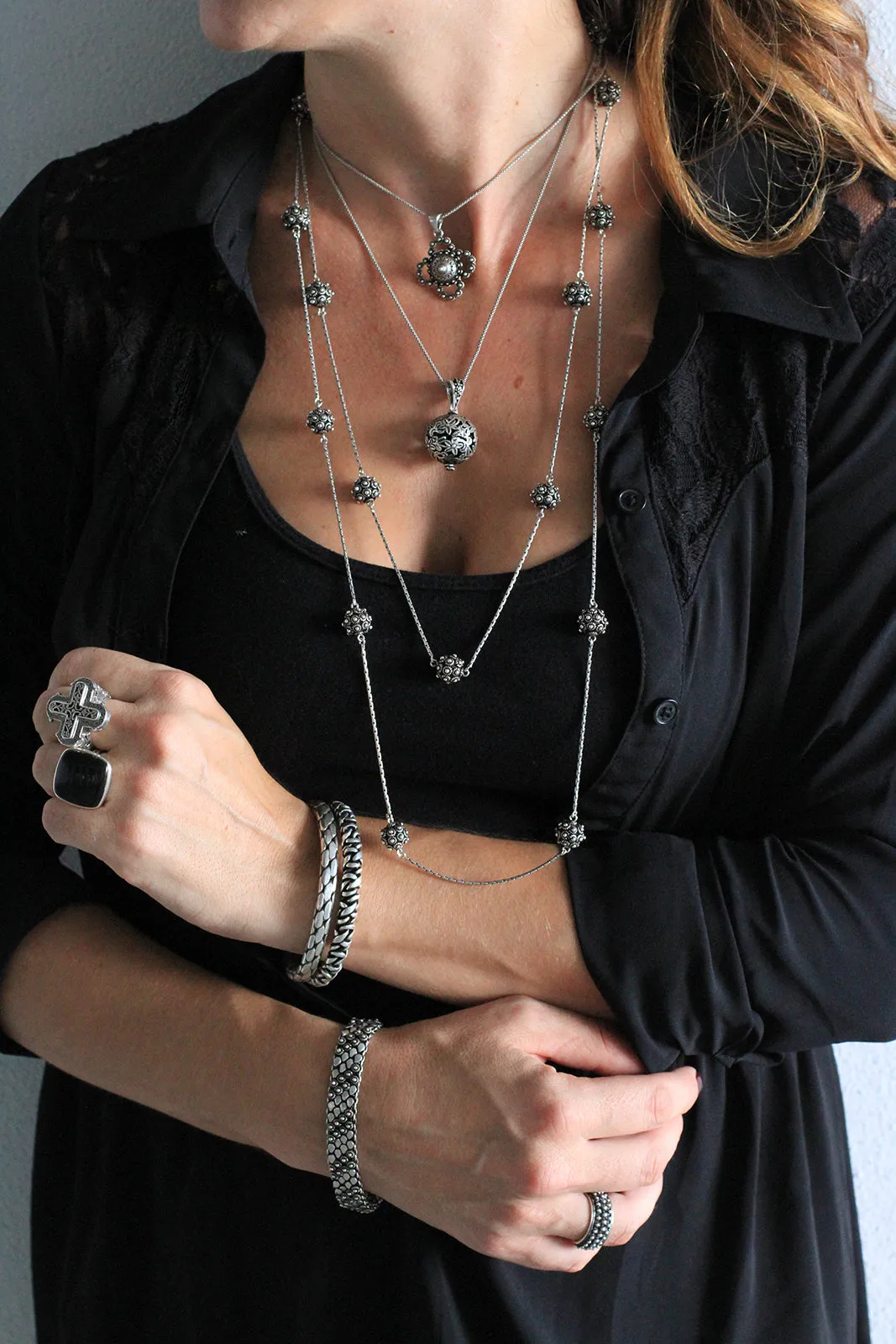 Sterling Silver Laos Flower Necklace
