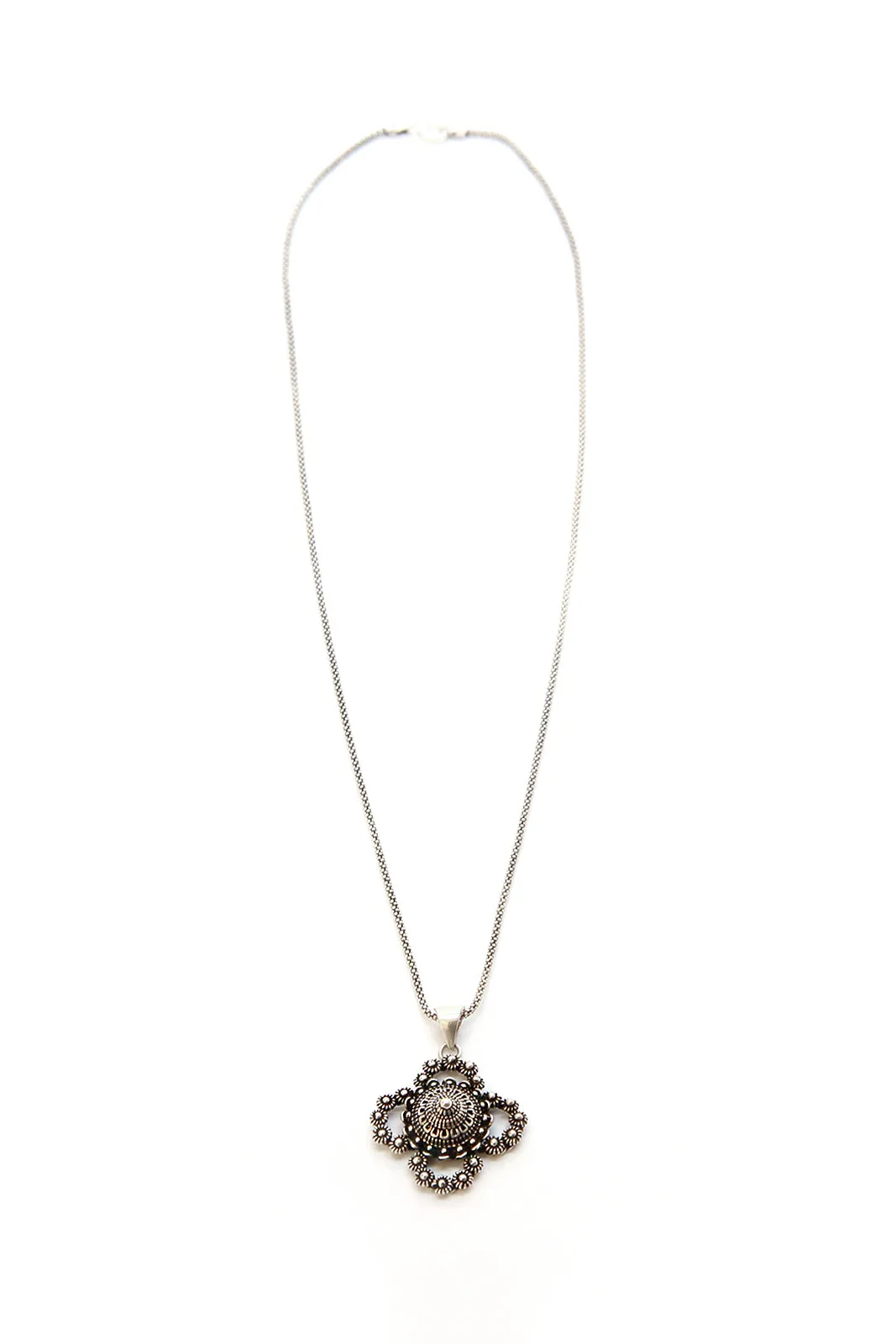 Sterling Silver Laos Flower Necklace