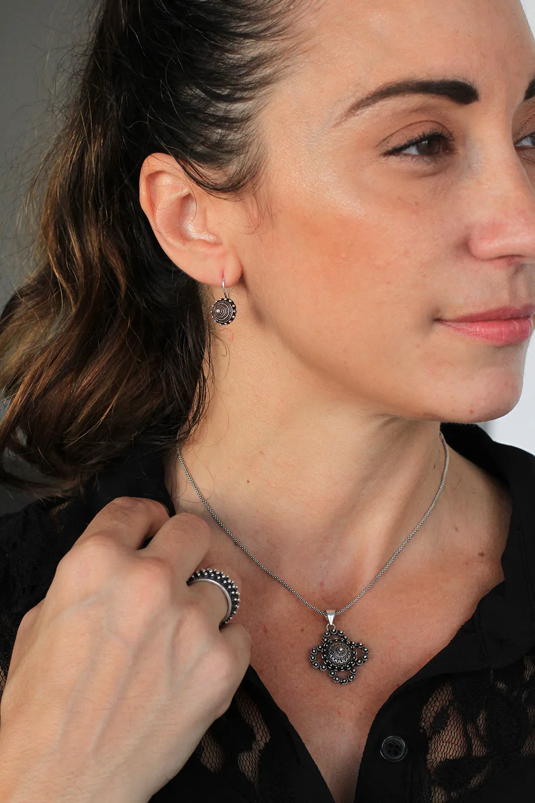 Sterling Silver Laos Flower Necklace
