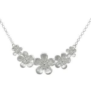 Sterling Silver Manuka Flower Matt Crescent Necklace
