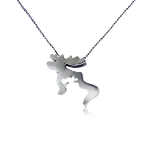 Sterling Silver Moose & Baby Silhouette Pendant