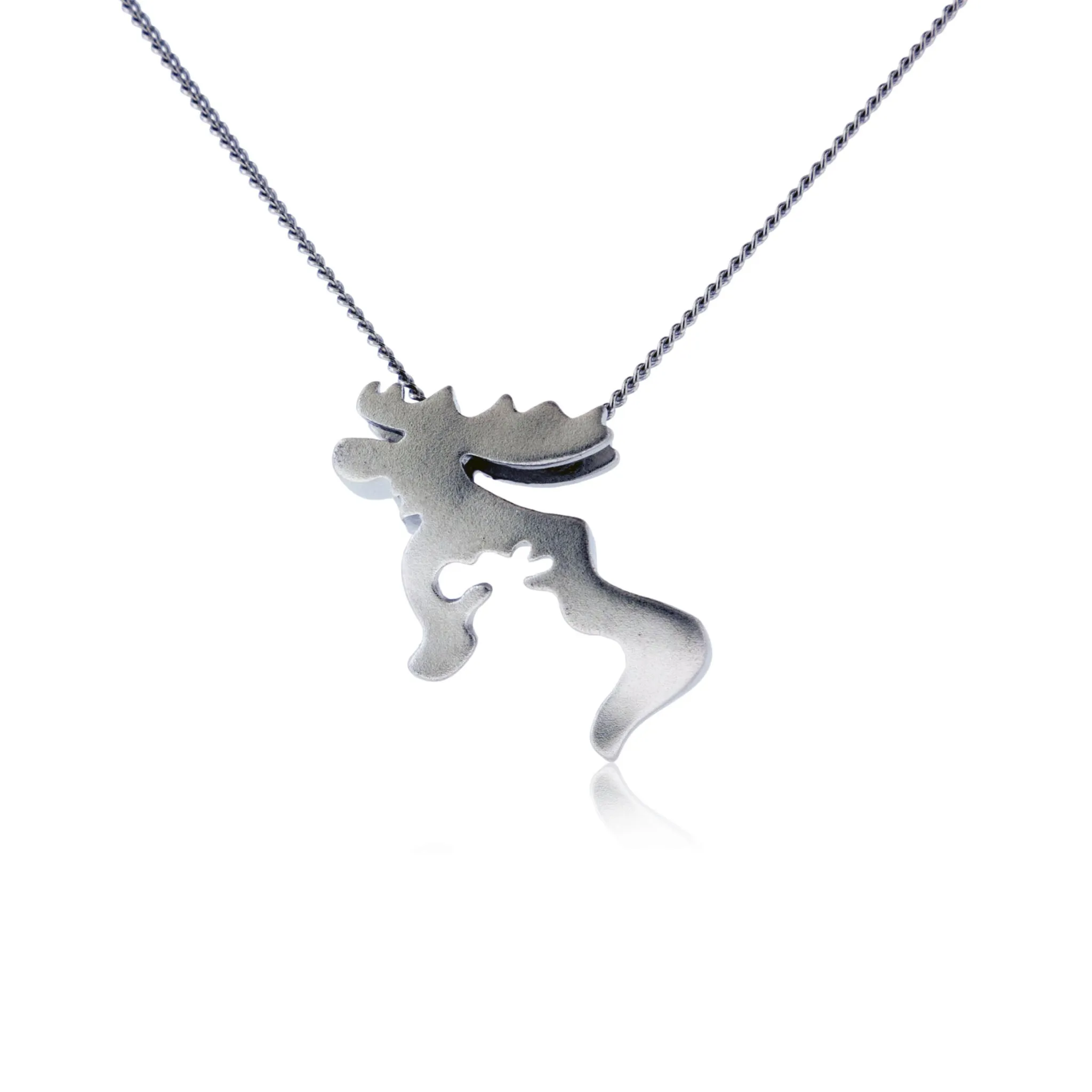 Sterling Silver Moose & Baby Silhouette Pendant