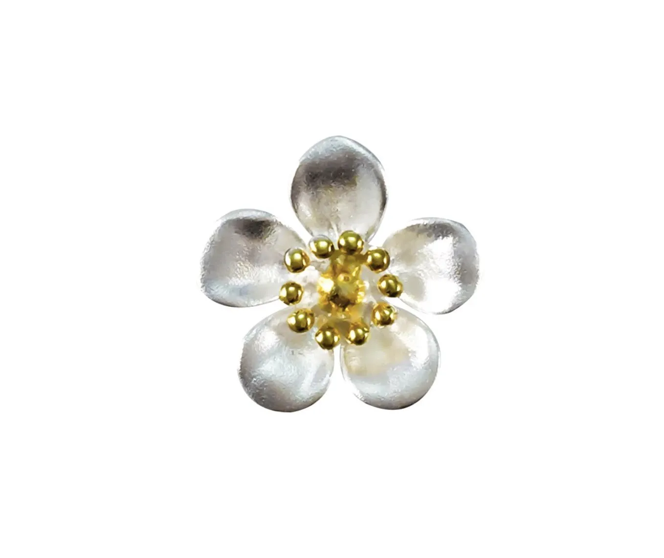 Sterling Silver Pendant - NZ Manuka Flower Gold Plated Petals