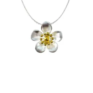 Sterling Silver Pendant - NZ Manuka Flower Gold Plated Petals