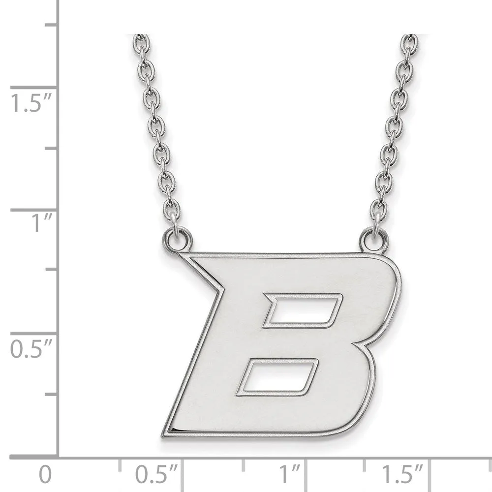 Sterling Silver Rhodium-plated Boise State University Letter B Large Pendant 18 inch Necklace