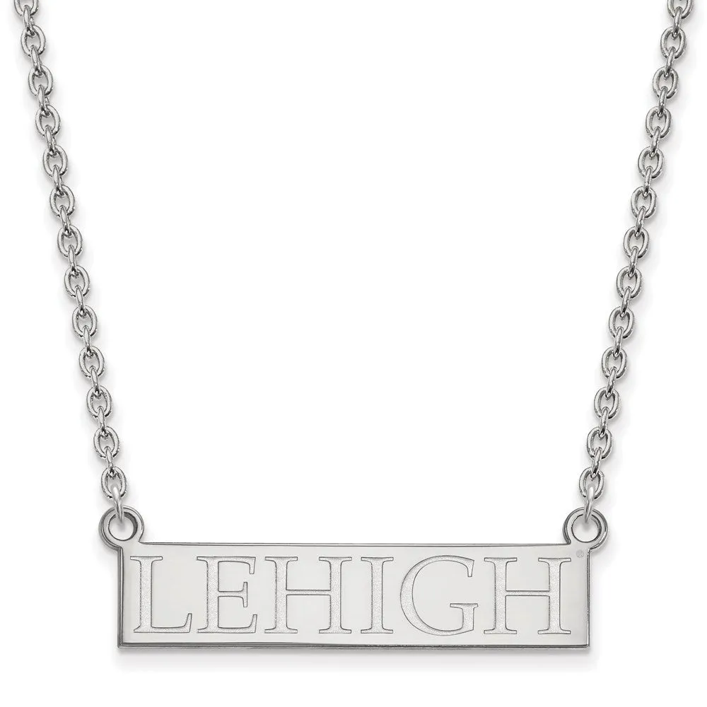 Sterling Silver Rhodium-plated Lehigh University Large Bar Pendant 18 inch Necklace