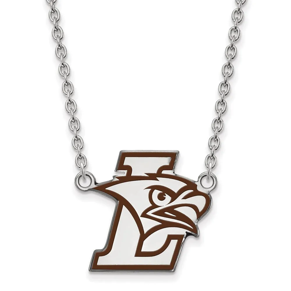 Sterling Silver Rhodium-plated Lehigh University Large Enameled Pendant 18 inch Necklace