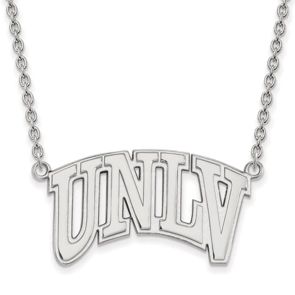 Sterling Silver Rhodium-plated University of Nevada-Las Vegas U-N-L-V Large Pendant 18 inch Necklace