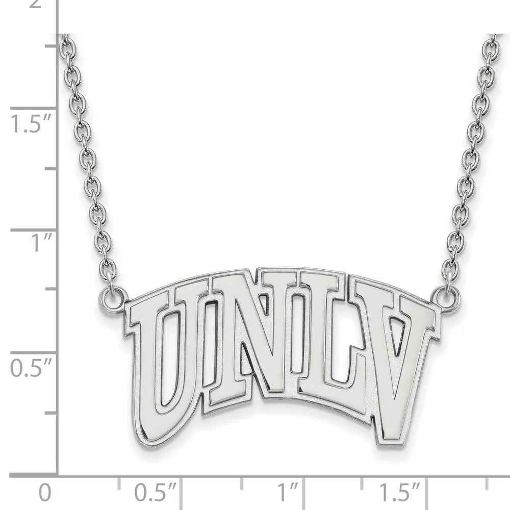 Sterling Silver Rhodium-plated University of Nevada-Las Vegas U-N-L-V Large Pendant 18 inch Necklace