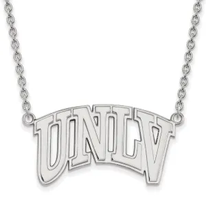 Sterling Silver Rhodium-plated University of Nevada-Las Vegas U-N-L-V Large Pendant 18 inch Necklace