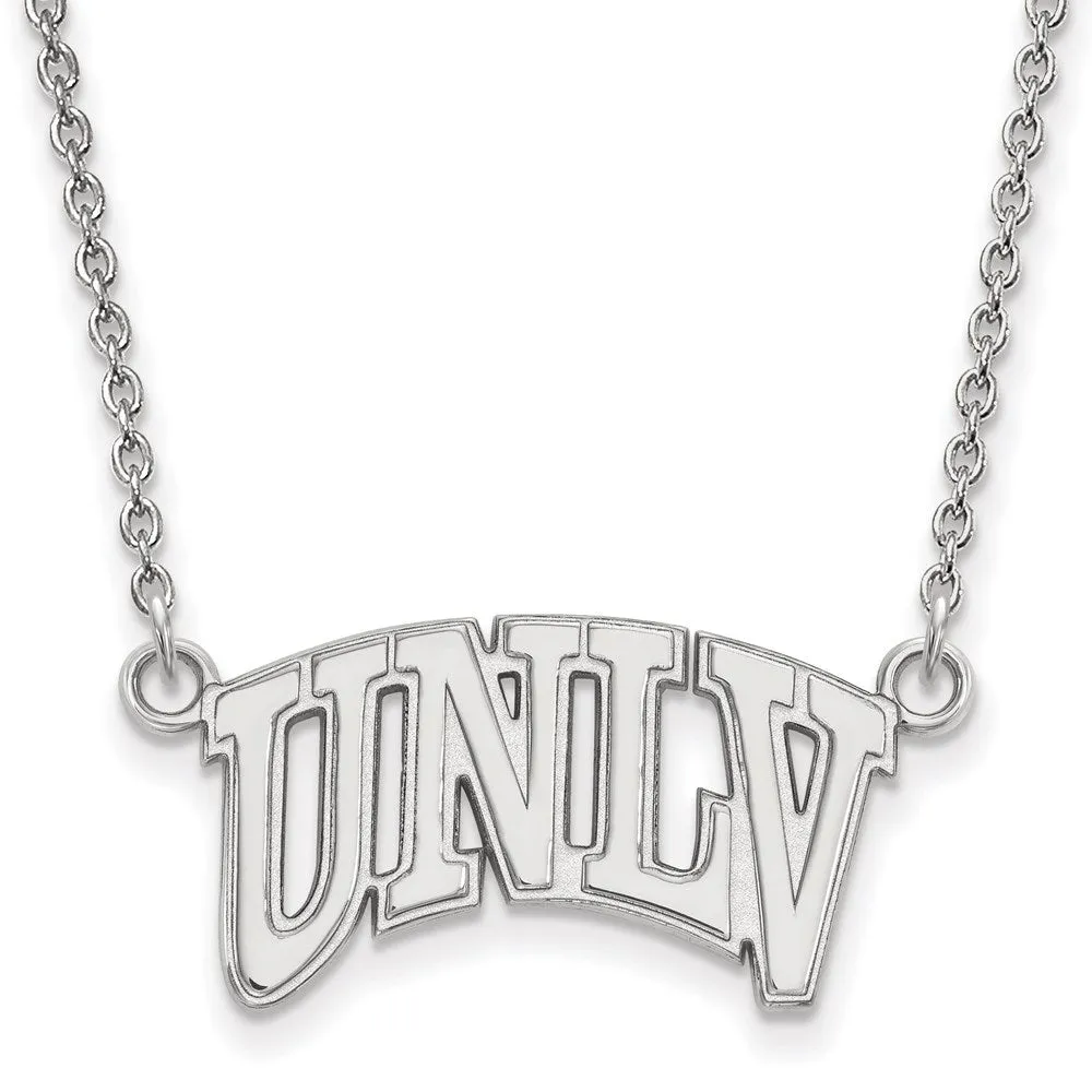 Sterling Silver Rhodium-plated University of Nevada-Las Vegas U-N-L-V Small Pendant 18 inch Necklace