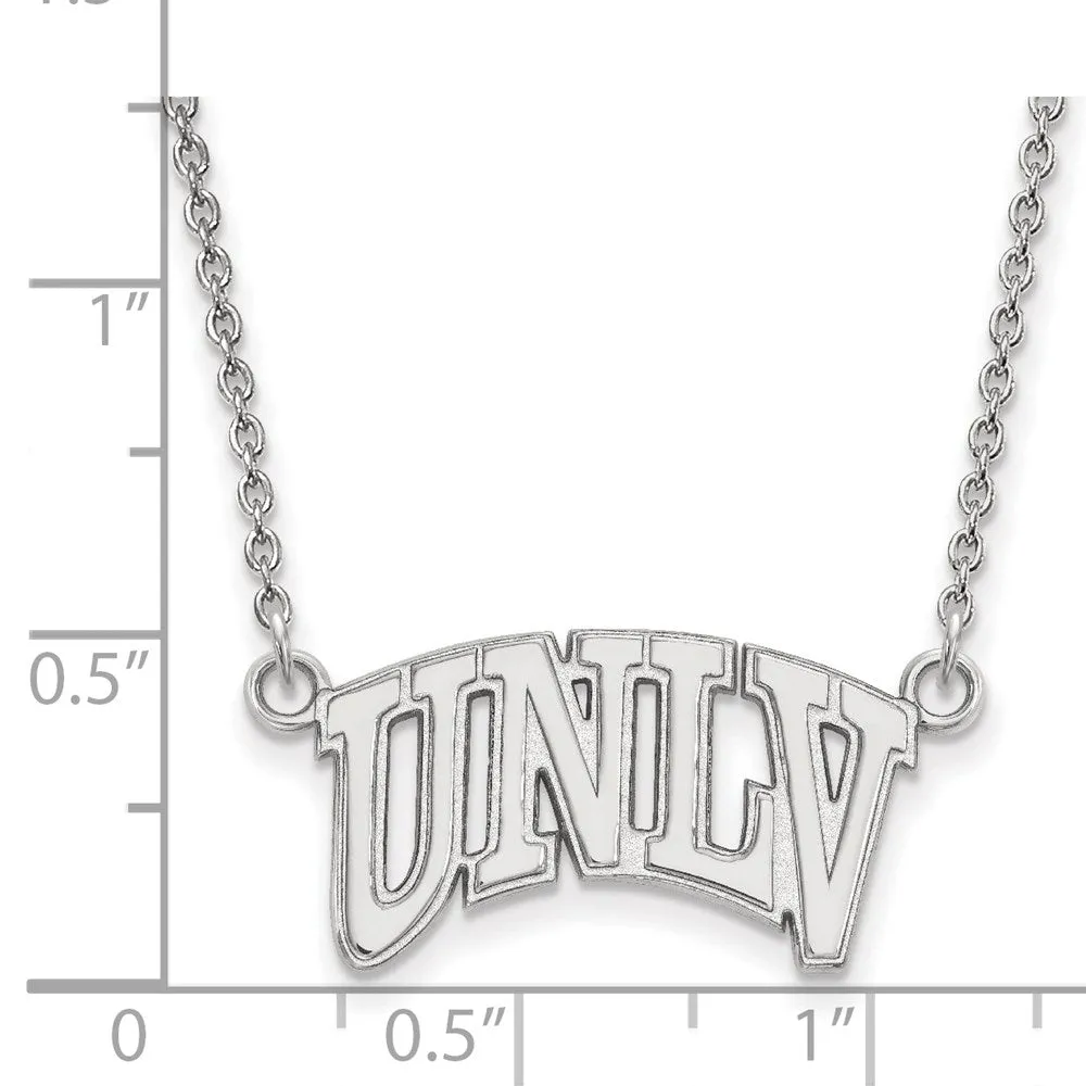 Sterling Silver Rhodium-plated University of Nevada-Las Vegas U-N-L-V Small Pendant 18 inch Necklace