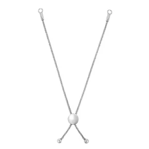 Sterling Silver Round Wheat Chain with Disc Slide Friendship Bracelet
