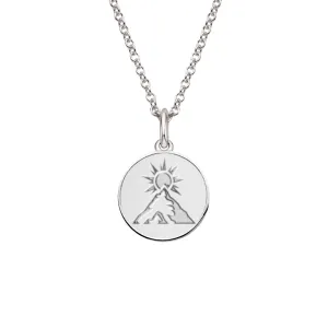 Sterling Silver Sun Rising over Mountain Necklace
