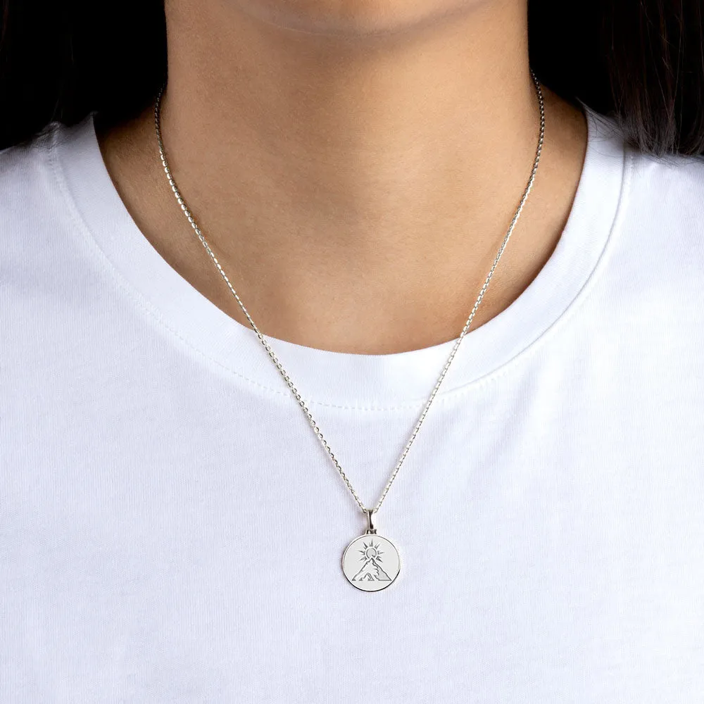 Sterling Silver Sun Rising over Mountain Necklace