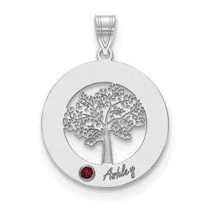 Sterling Silver Tree with Names Mother's Family Birthstone Pendant