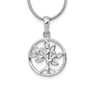 Sterling Silver White Ice .01ct. Diamond Tree Necklace