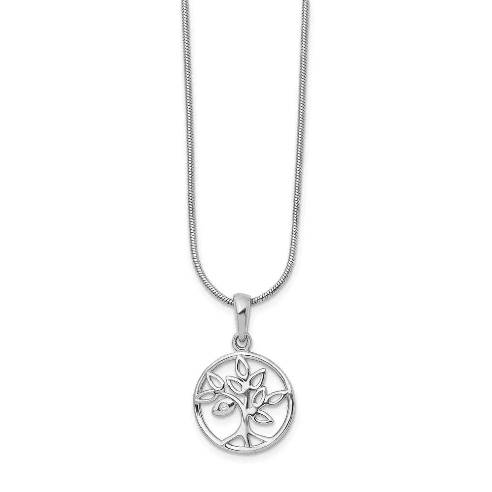 Sterling Silver White Ice .01ct. Diamond Tree Necklace