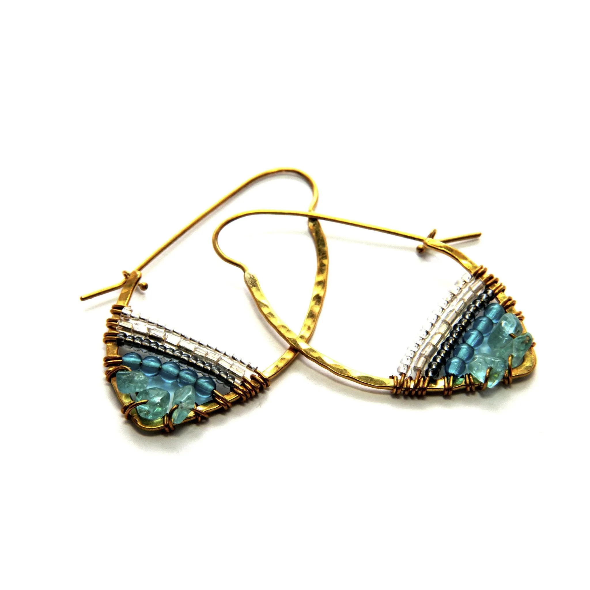 Stone Hoop (Sky Collection) Earrings in Apatite or Labradorite