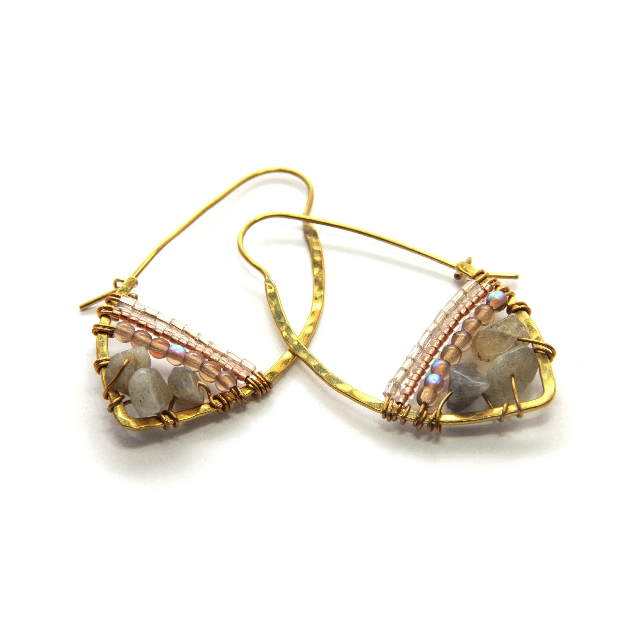 Stone Hoop (Sky Collection) Earrings in Apatite or Labradorite