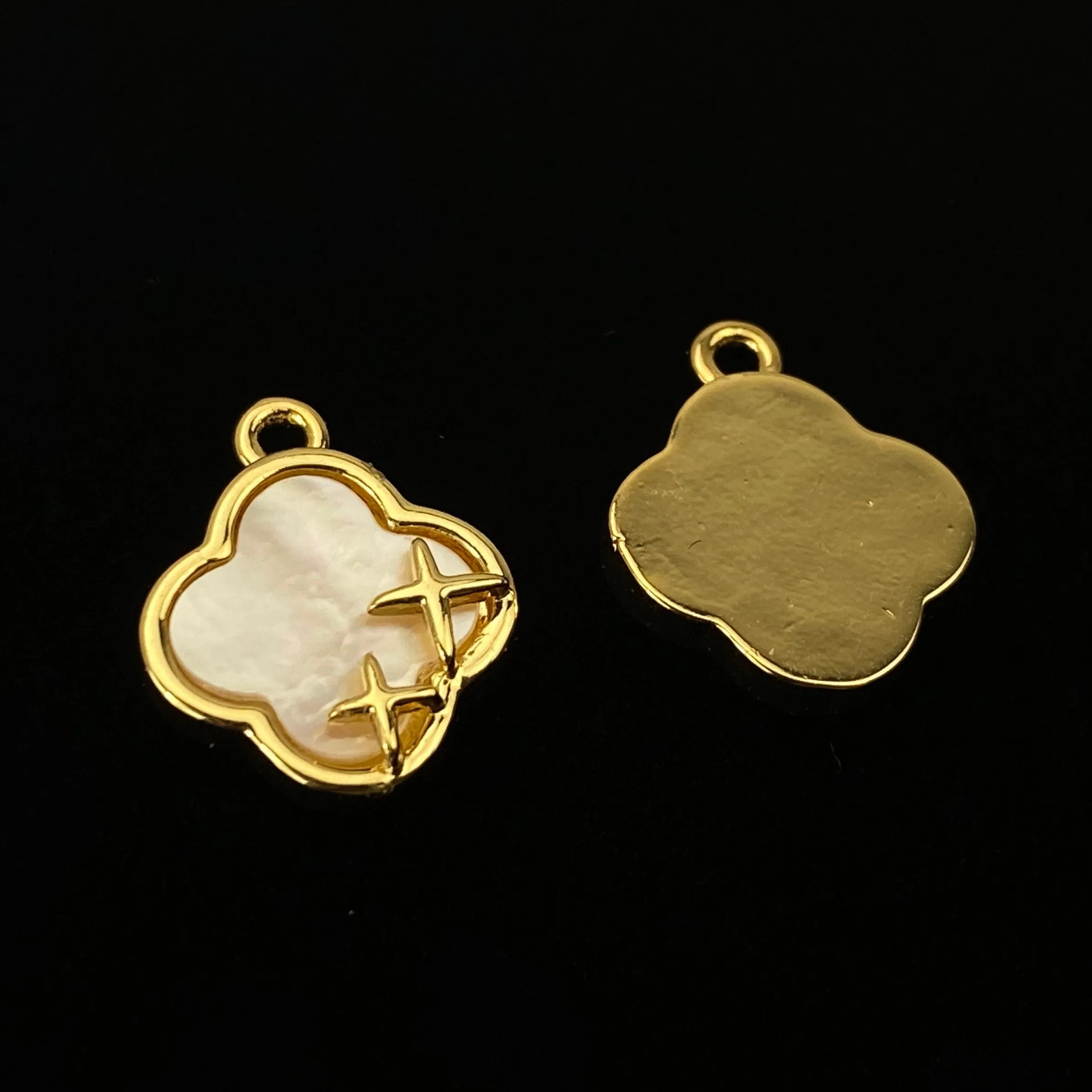 Stunning Gold Plated Quatrefoil Mother Of Pearl Charm