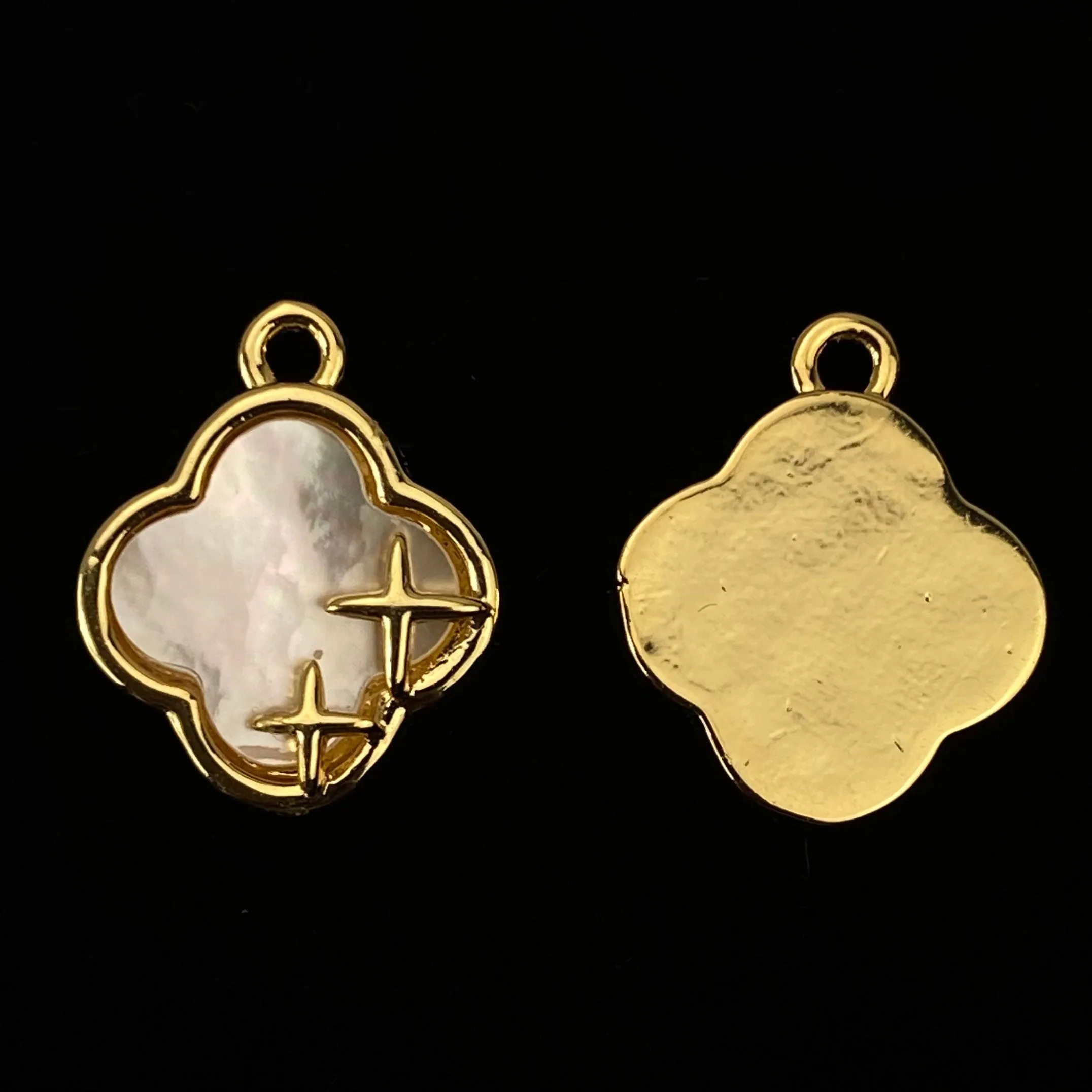 Stunning Gold Plated Quatrefoil Mother Of Pearl Charm