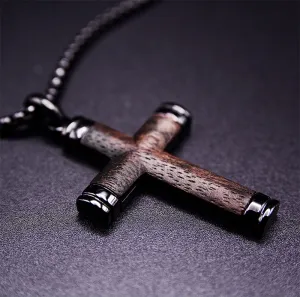 Stylish Symbol of Faith Wooden Dark Cross Necklace For Men