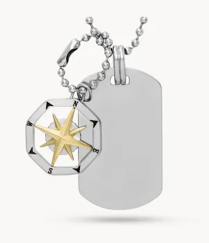 Sutton Compass Stainless Steel Dog Tag Necklace