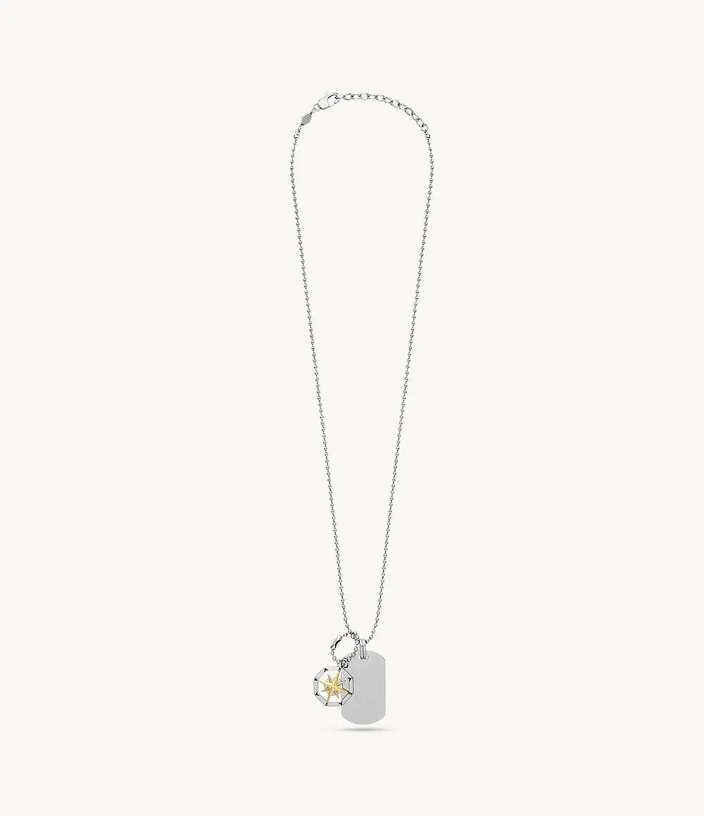 Sutton Compass Stainless Steel Dog Tag Necklace