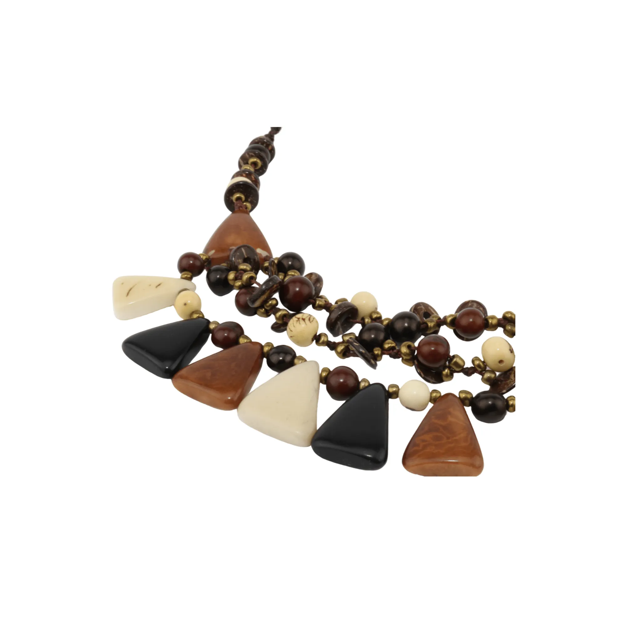 Tagua and Acai beads geometric pyramid necklace