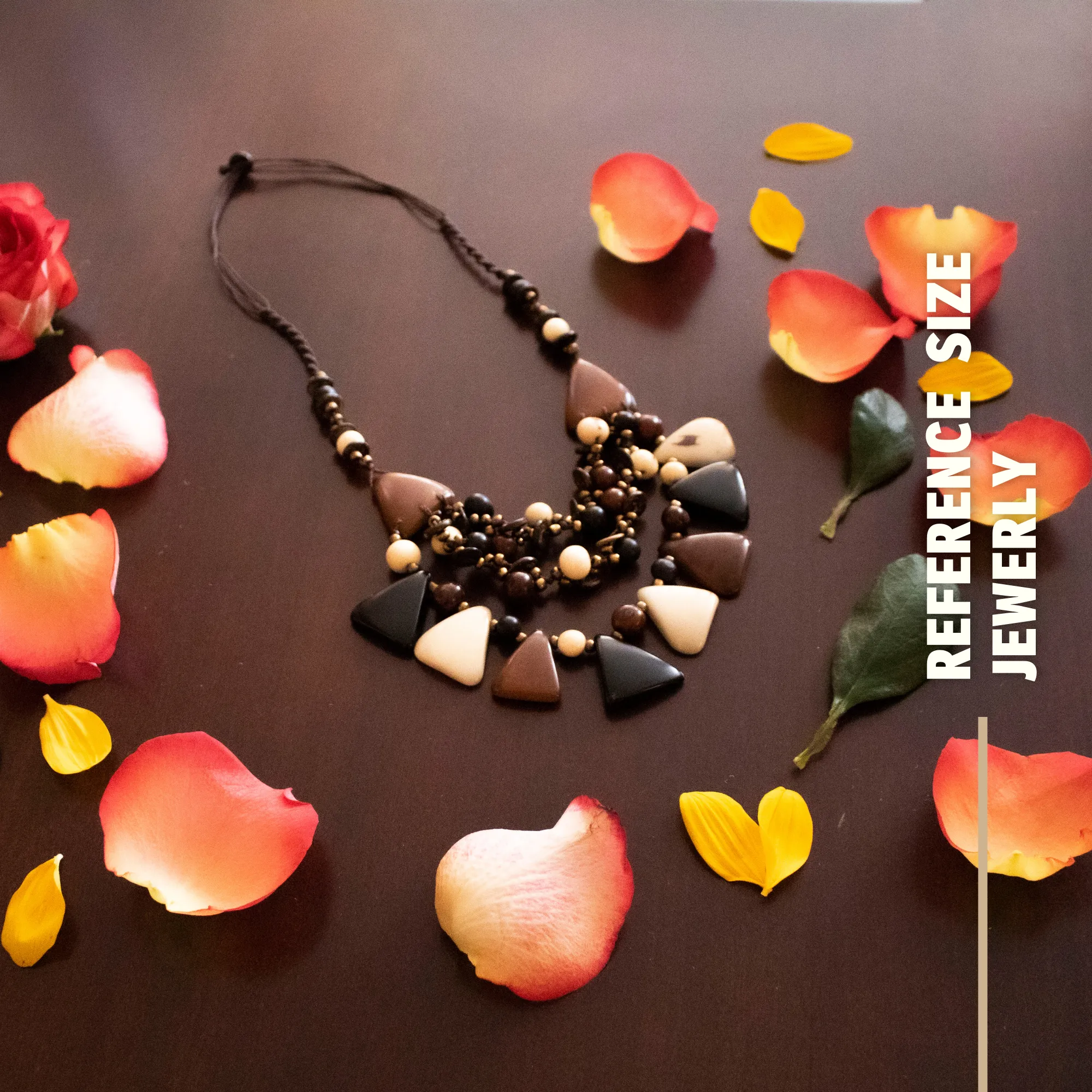 Tagua and Acai beads geometric pyramid necklace