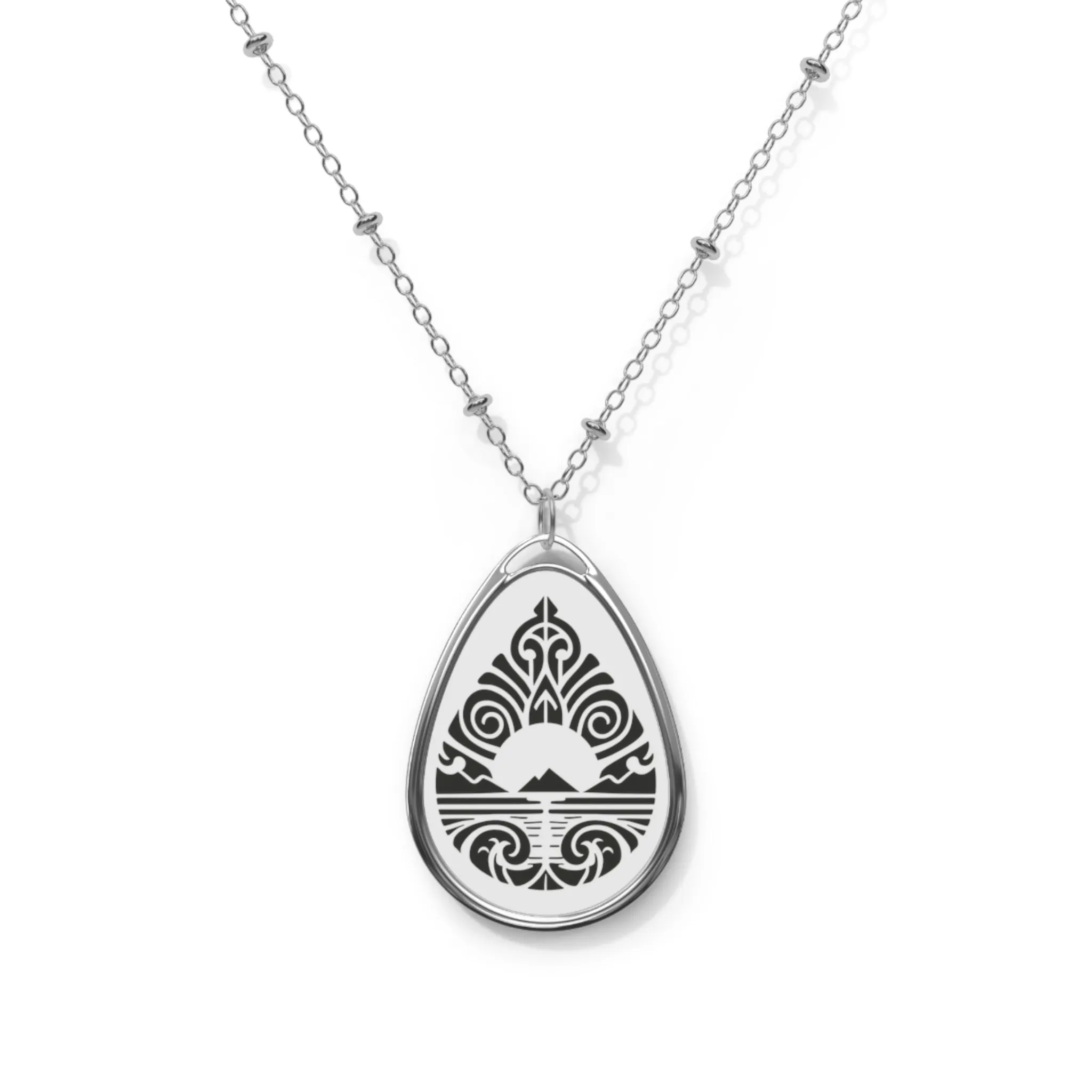 Teardrop Mountain Oval Necklace